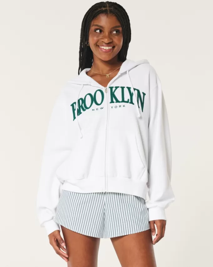 Easy Brooklyn New York Graphic Zip-Up Hoodie,Easy Brooklyn New York Graphic Zip-Up Hoodie
