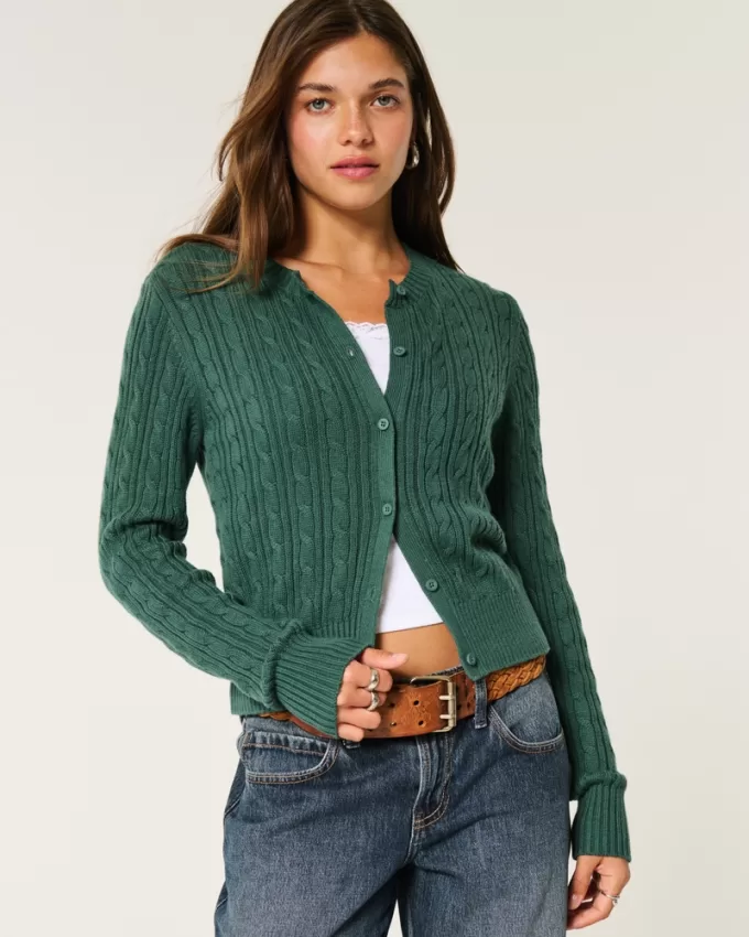 Easy Cable-Knit Crew Cardigan,Easy Cable-Knit Crew Cardigan Easy Cable-Knit Crew Cardigan,Easy Cable-Knit Crew Cardigan