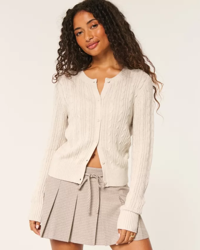 Easy Cable-Knit Crew Cardigan,Easy Cable-Knit Crew Cardigan Easy Cable-Knit Crew Cardigan,Easy Cable-Knit Crew Cardigan