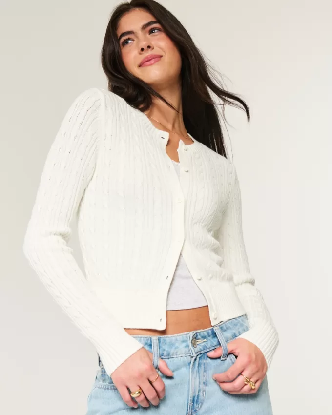 Easy Cable-Knit Crew Cardigan,Easy Cable-Knit Crew Cardigan Easy Cable-Knit Crew Cardigan,Easy Cable-Knit Crew Cardigan