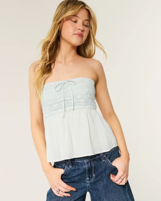 Easy Crochet-Style Babydoll Top,Easy Crochet-Style Babydoll Top Easy Crochet-Style Babydoll Top,Easy Crochet-Style Babydoll Top