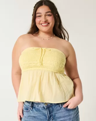 Easy Crochet-Style Strapless Babydoll Top,Easy Crochet-Style Strapless Babydoll Top