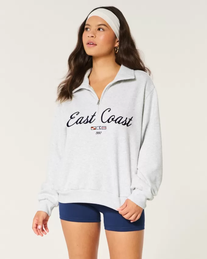 Easy East Coast Graphic Half-Zip Sweatshirt,Easy East Coast Graphic Half-Zip Sweatshirt