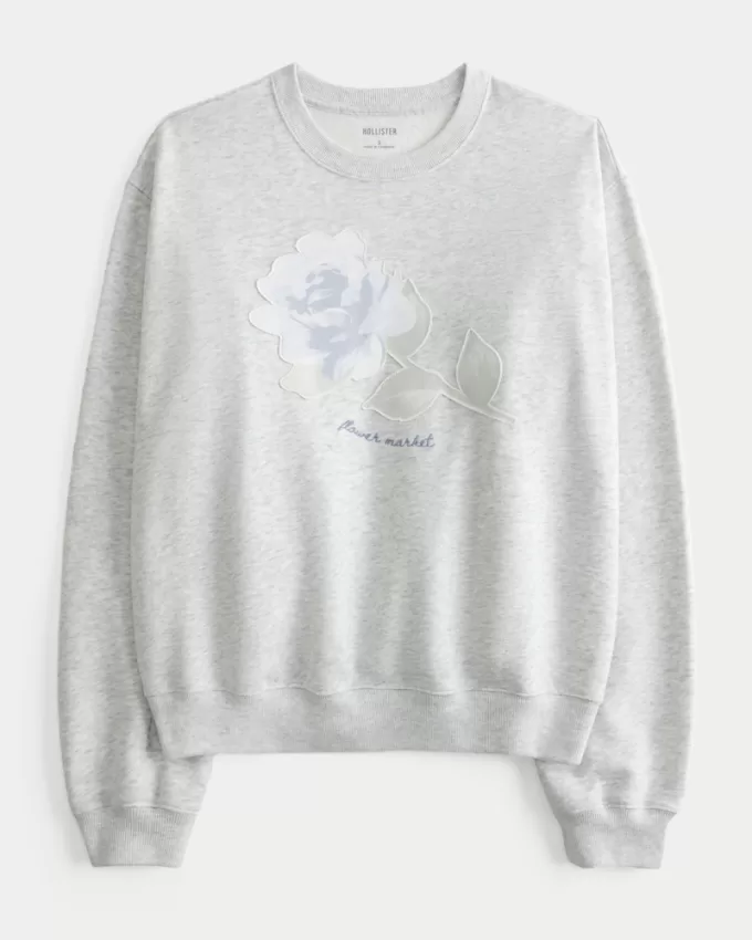 Easy Flower Graphic Crew Sweatshirt,Easy Flower Graphic Crew Sweatshirt Easy Flower Graphic Crew Sweatshirt,Easy Flower Graphic Crew Sweatshirt