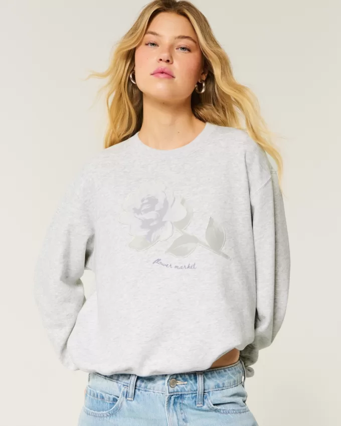 Easy Flower Graphic Crew Sweatshirt,Easy Flower Graphic Crew Sweatshirt Easy Flower Graphic Crew Sweatshirt,Easy Flower Graphic Crew Sweatshirt