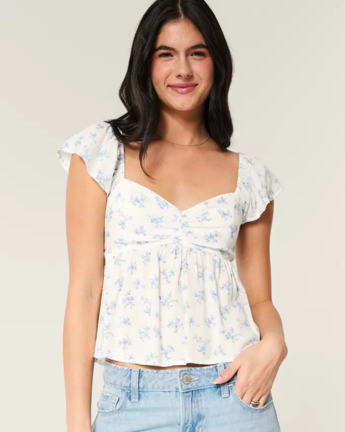 Easy Flutter Sleeve Babydoll Top,Easy Flutter Sleeve Babydoll Top Easy Flutter Sleeve Babydoll Top,Easy Flutter Sleeve Babydoll Top