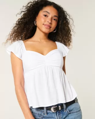 Easy Flutter Sleeve Babydoll Top,Easy Flutter Sleeve Babydoll Top