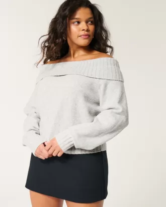 Easy Foldover Off-the-Shoulder Sweater,Easy Foldover Off-the-Shoulder Sweater Easy Foldover Off-the-Shoulder Sweater,Easy Foldover Off-the-Shoulder Sweater