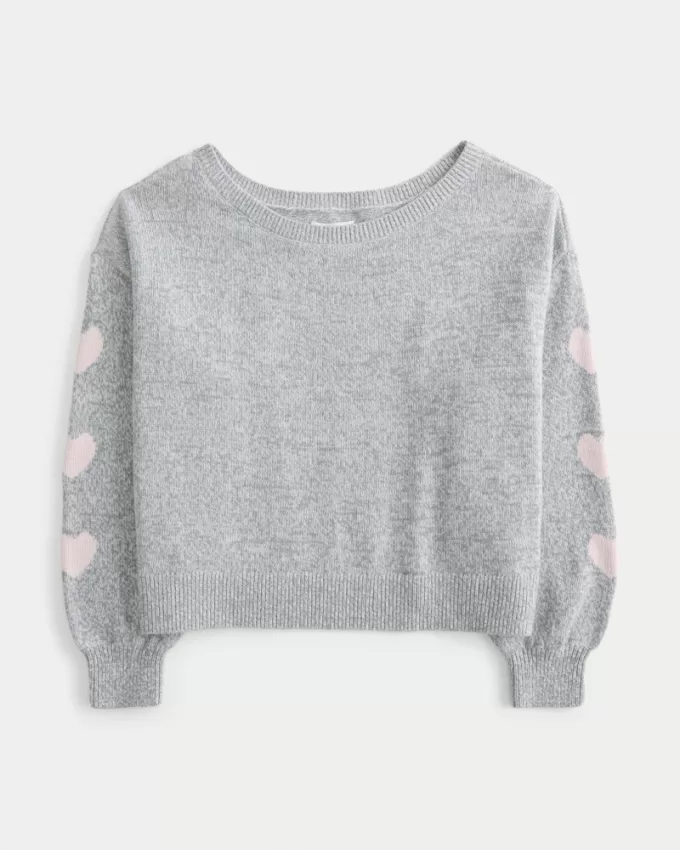 Easy Heart Graphic Off-the-Shoulder Sweater,Easy Heart Graphic Off-the-Shoulder Sweater Easy Heart Graphic Off-the-Shoulder Sweater,Easy Heart Graphic Off-the-Shoulder Sweater