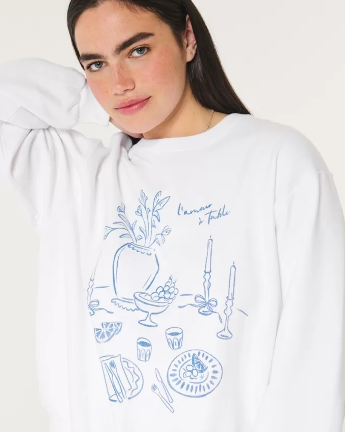 Easy L’Amour à Table Graphic Crew Sweatshirt,Easy L’Amour à Table Graphic Crew Sweatshirt