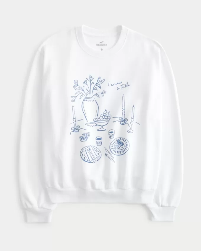 Easy L’Amour à Table Graphic Crew Sweatshirt,Easy L’Amour à Table Graphic Crew Sweatshirt