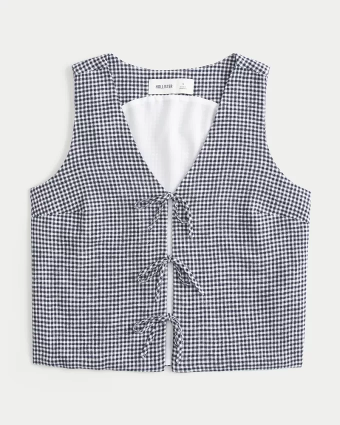 Easy Linen-Blend Tie-Front Vest,Easy Linen-Blend Tie-Front Vest