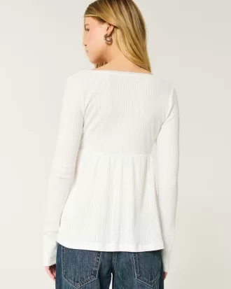 Easy Long-Sleeve Pointelle Babydoll Top,Easy Long-Sleeve Pointelle Babydoll Top Easy Long-Sleeve Pointelle Babydoll Top,Easy Long-Sleeve Pointelle Babydoll Top