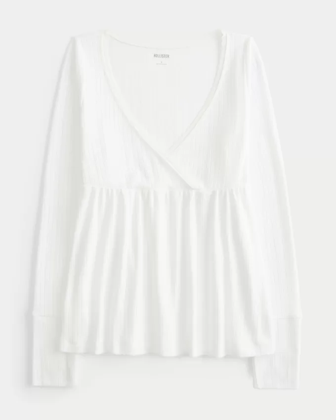 Easy Long-Sleeve Pointelle Babydoll Top,Easy Long-Sleeve Pointelle Babydoll Top Easy Long-Sleeve Pointelle Babydoll Top,Easy Long-Sleeve Pointelle Babydoll Top