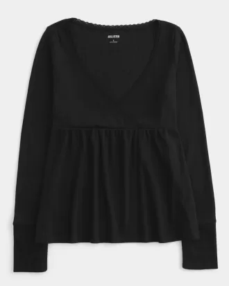 Easy Long-Sleeve Pointelle Babydoll Top,Easy Long-Sleeve Pointelle Babydoll Top Easy Long-Sleeve Pointelle Babydoll Top,Easy Long-Sleeve Pointelle Babydoll Top