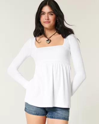 Easy Long-Sleeve Square-Neck Babydoll Top,Easy Long-Sleeve Square-Neck Babydoll Top Easy Long-Sleeve Square-Neck Babydoll Top,Easy Long-Sleeve Square-Neck Babydoll Top