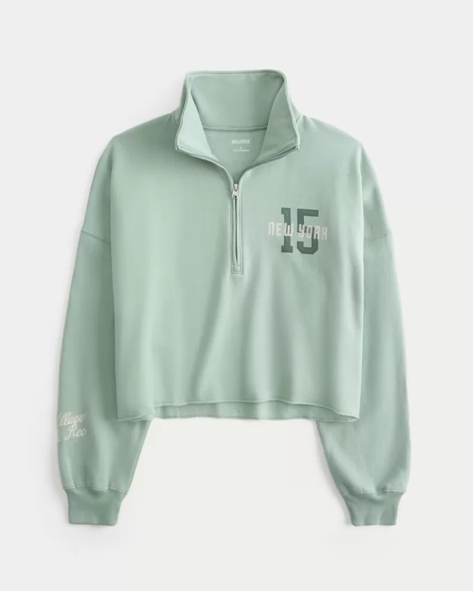 Easy New York Graphic Half-Zip Cutoff Sweatshirt,Easy New York Graphic Half-Zip Cutoff Sweatshirt Easy New York Graphic Half-Zip Cutoff Sweatshirt,Easy New York Graphic Half-Zip Cutoff Sweatshirt