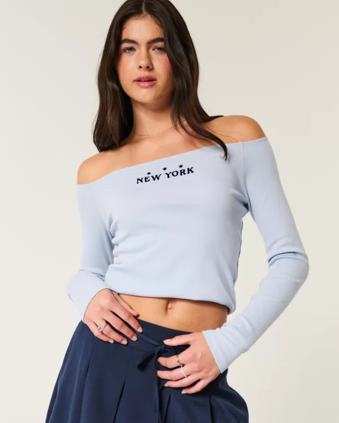 Easy New York Graphic Off-the-Shoulder Top,Easy New York Graphic Off-the-Shoulder Top Easy New York Graphic Off-the-Shoulder Top,Easy New York Graphic Off-the-Shoulder Top