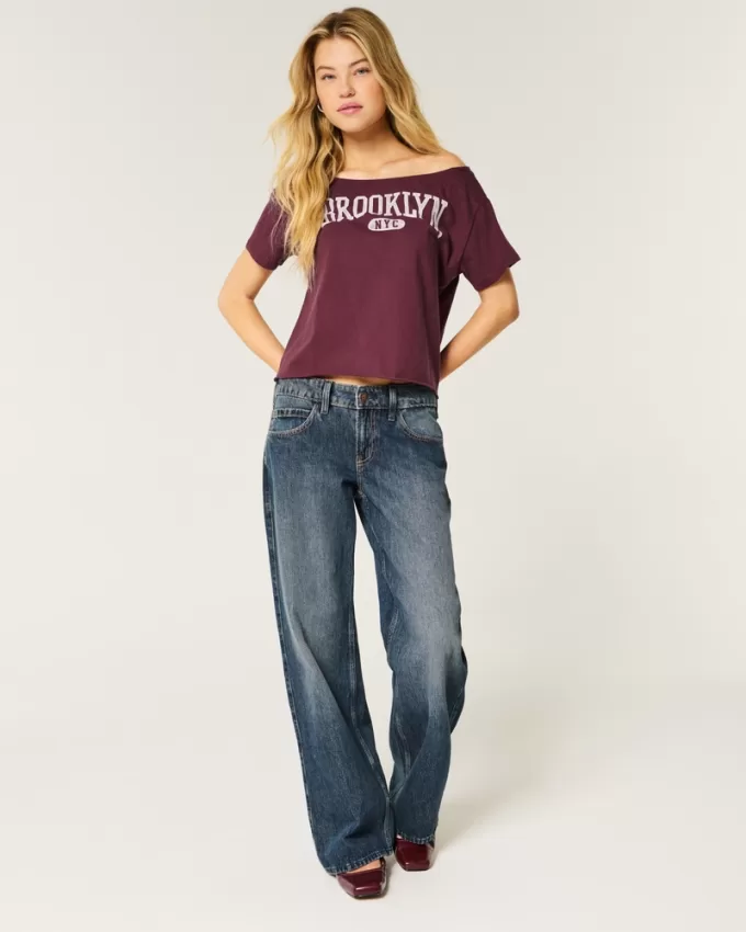 Easy Off-the-Shoulder Brooklyn Graphic Tee,Easy Off-the-Shoulder Brooklyn Graphic Tee Easy Off-the-Shoulder Brooklyn Graphic Tee,Easy Off-the-Shoulder Brooklyn Graphic Tee