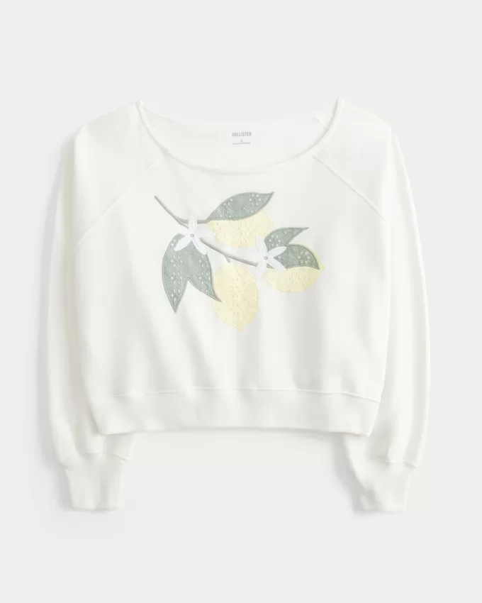 Easy Off-the-Shoulder Lemon Graphic Crew Sweatshirt,Easy Off-the-Shoulder Lemon Graphic Crew Sweatshirt Easy Off-the-Shoulder Lemon Graphic Crew Sweatshirt,Easy Off-the-Shoulder Lemon Graphic Crew Sweatshirt