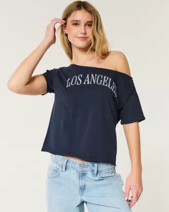 Easy Off-the-Shoulder Los Angeles Graphic Tee,Easy Off-the-Shoulder Los Angeles Graphic Tee Easy Off-the-Shoulder Los Angeles Graphic Tee,Easy Off-the-Shoulder Los Angeles Graphic Tee