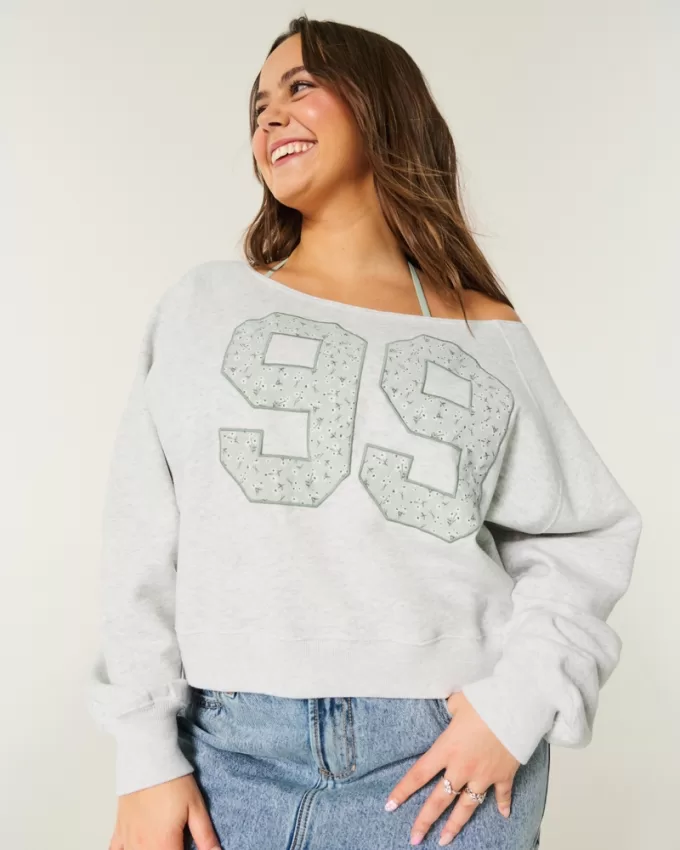 Easy Off-the-Shoulder Number Graphic Crew Sweatshirt,Easy Off-the-Shoulder Number Graphic Crew Sweatshirt Easy Off-the-Shoulder Number Graphic Crew Sweatshirt,Easy Off-the-Shoulder Number Graphic Crew Sweatshirt