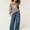 Easy Off-the-Shoulder Star Graphic Sweater,Easy Off-the-Shoulder Star Graphic Sweater Easy Off-the-Shoulder Star Graphic Sweater,Easy Off-the-Shoulder Star Graphic Sweater
