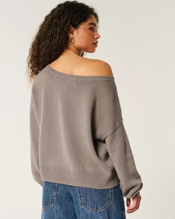 Easy Off-the-Shoulder Star Graphic Sweater,Easy Off-the-Shoulder Star Graphic Sweater Easy Off-the-Shoulder Star Graphic Sweater,Easy Off-the-Shoulder Star Graphic Sweater