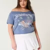 Easy Off-the-Shoulder Summer Graphic Tee,Easy Off-the-Shoulder Summer Graphic Tee