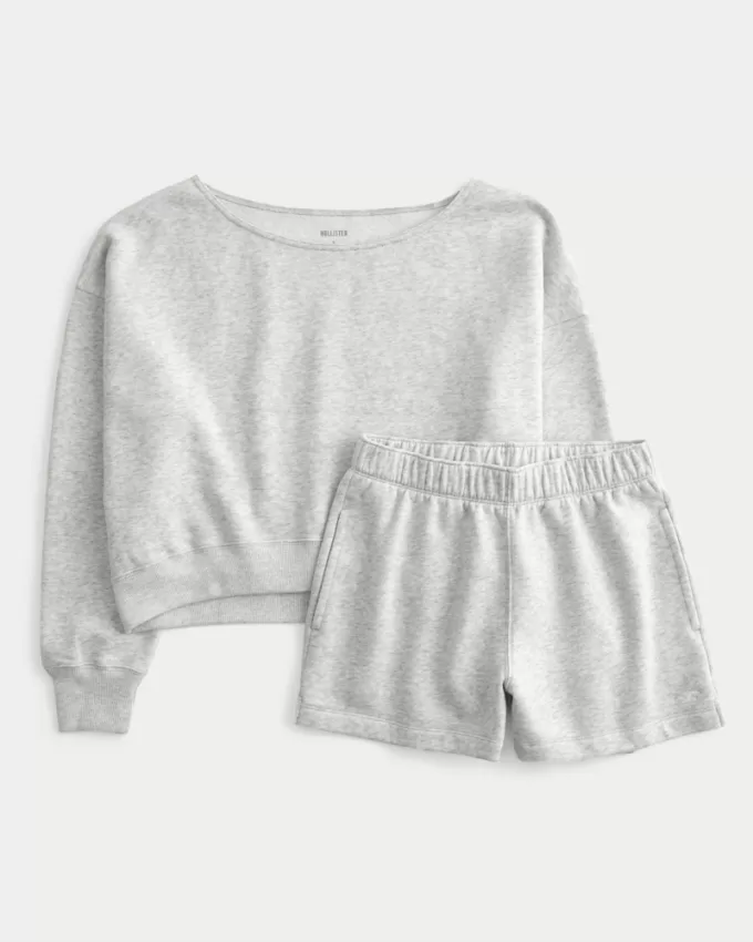 Easy Off-the-Shoulder Sweatshirt & Fleece Shorts Set,Easy Off-the-Shoulder Sweatshirt & Fleece Shorts Set Easy Off-the-Shoulder Sweatshirt & Fleece Shorts Set,Easy Off-the-Shoulder Sweatshirt & Fleece Shorts Set