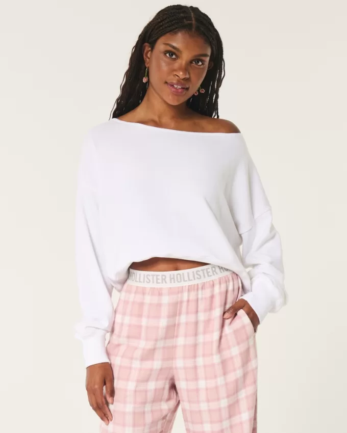 Easy Off-the-Shoulder Terry Sweatshirt,Easy Off-the-Shoulder Terry Sweatshirt