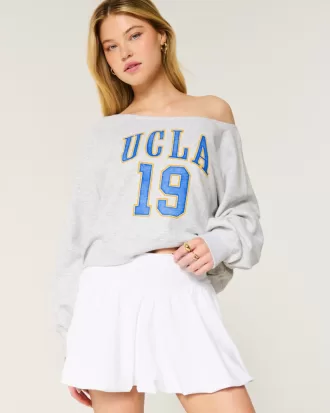 Easy Off-the-Shoulder UCLA Graphic Sweatshirt,Easy Off-the-Shoulder UCLA Graphic Sweatshirt