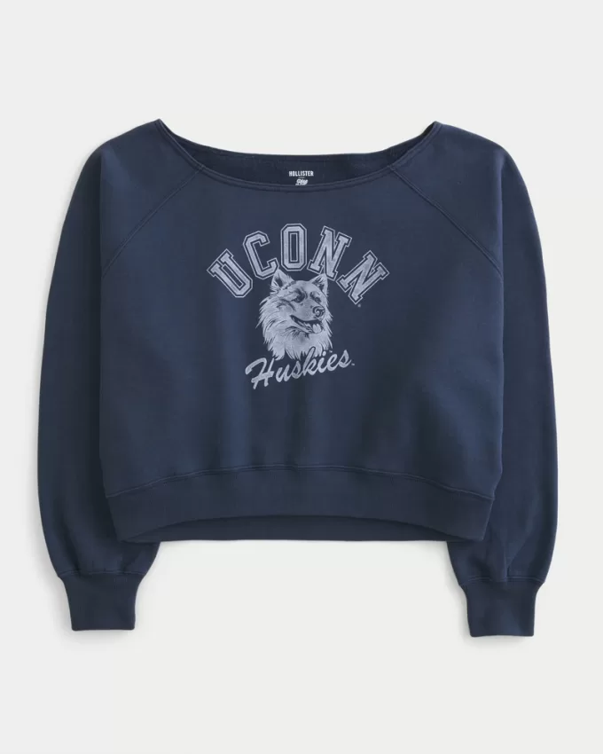 Easy Off-the-Shoulder UConn Huskies Graphic Sweatshirt,Easy Off-the-Shoulder UConn Huskies Graphic Sweatshirt Easy Off-the-Shoulder UConn Huskies Graphic Sweatshirt,Easy Off-the-Shoulder UConn Huskies Graphic Sweatshirt