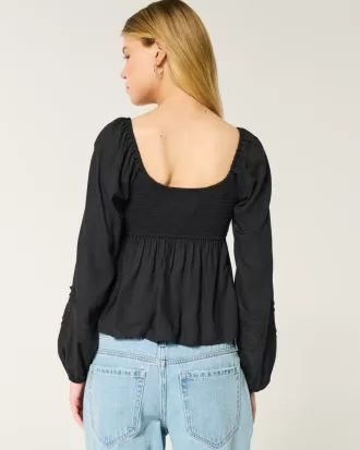 Easy Ruched Bust Babydoll Top,Easy Ruched Bust Babydoll Top