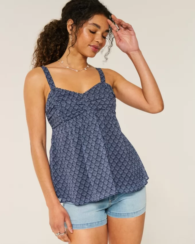 Easy Ruched Chiffon Babydoll Top,Easy Ruched Chiffon Babydoll Top