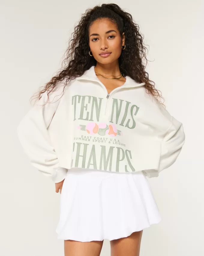 Easy Tennis Graphic Half-Zip Cutoff Sweatshirt,Easy Tennis Graphic Half-Zip Cutoff Sweatshirt Easy Tennis Graphic Half-Zip Cutoff Sweatshirt,Easy Tennis Graphic Half-Zip Cutoff Sweatshirt