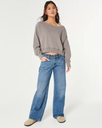 Easy Terry Off-the-Shoulder Sweatshirt,Easy Terry Off-the-Shoulder Sweatshirt