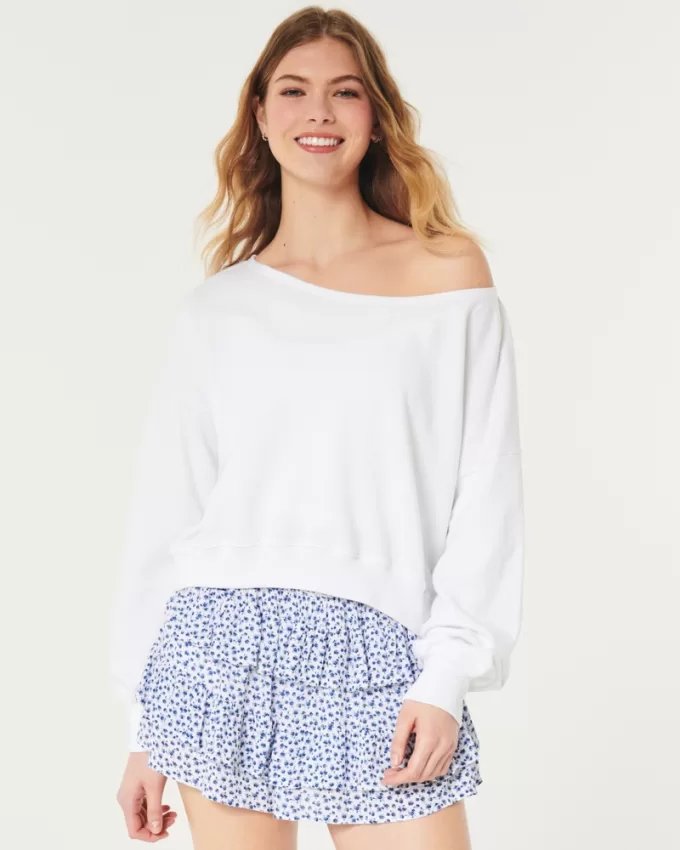 Easy Terry Off-the-Shoulder Sweatshirt,Easy Terry Off-the-Shoulder Sweatshirt Easy Terry Off-the-Shoulder Sweatshirt,Easy Terry Off-the-Shoulder Sweatshirt