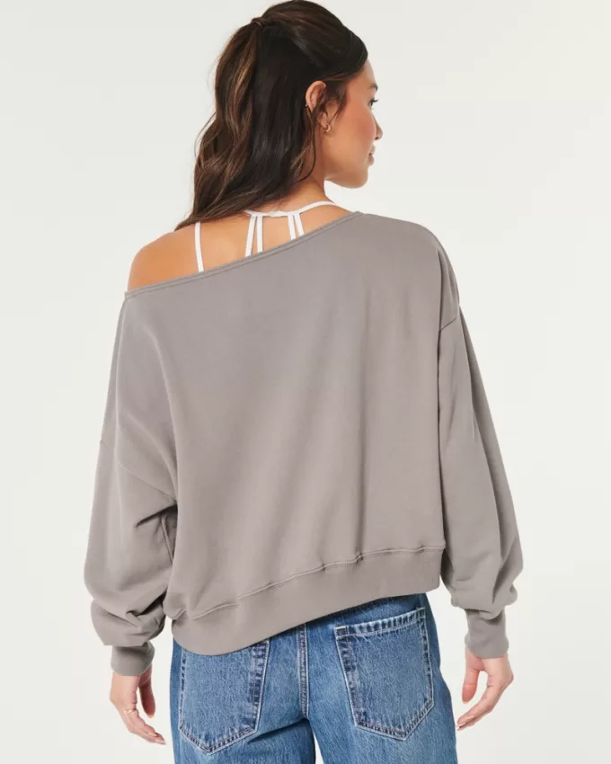 Easy Terry Off-the-Shoulder Sweatshirt,Easy Terry Off-the-Shoulder Sweatshirt Easy Terry Off-the-Shoulder Sweatshirt,Easy Terry Off-the-Shoulder Sweatshirt