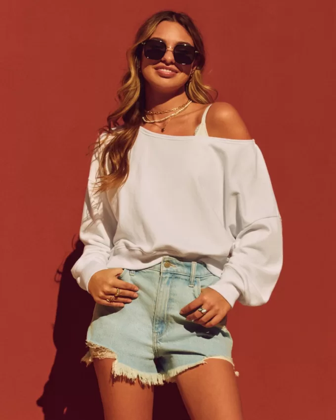 Easy Terry Off-the-Shoulder Sweatshirt,Easy Terry Off-the-Shoulder Sweatshirt Easy Terry Off-the-Shoulder Sweatshirt,Easy Terry Off-the-Shoulder Sweatshirt