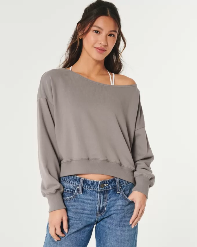 Easy Terry Off-the-Shoulder Sweatshirt,Easy Terry Off-the-Shoulder Sweatshirt Easy Terry Off-the-Shoulder Sweatshirt,Easy Terry Off-the-Shoulder Sweatshirt