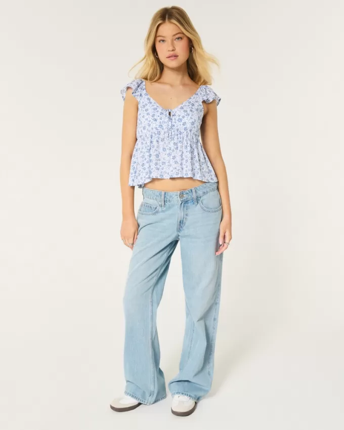 Easy Tie-Front Babydoll Top,Easy Tie-Front Babydoll Top