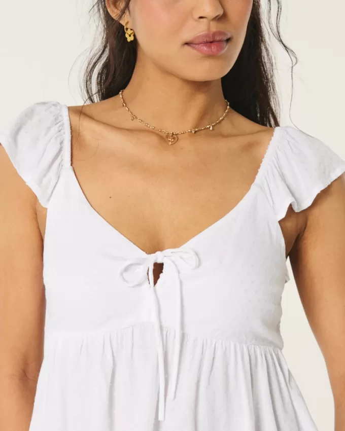 Easy Tie-Front Babydoll Top,Easy Tie-Front Babydoll Top