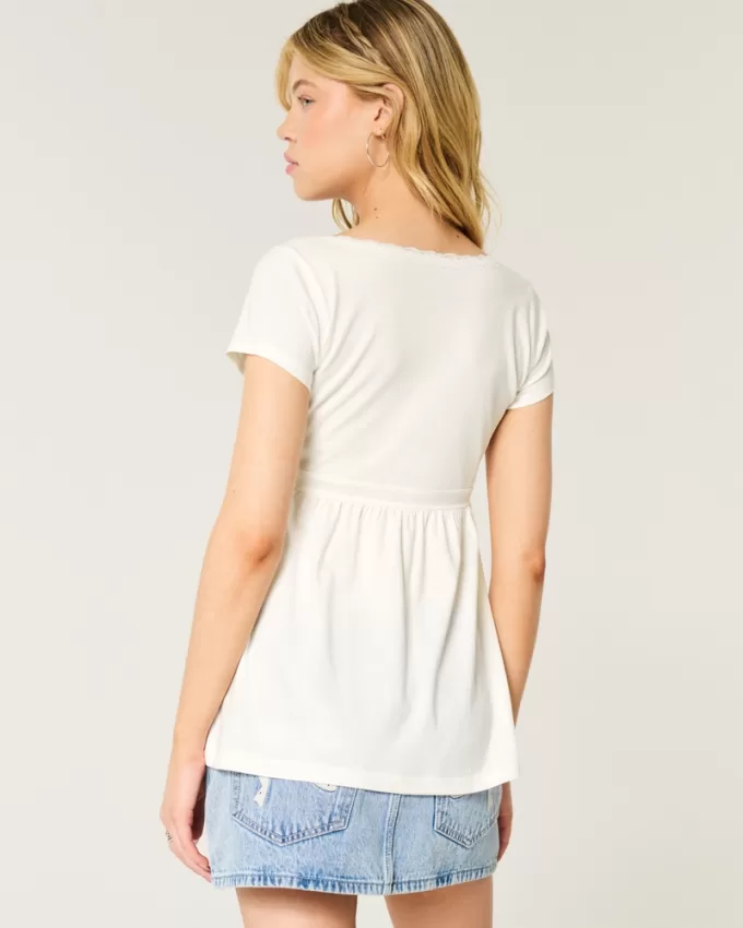 Easy Wrap-Front Babydoll Top,Easy Wrap-Front Babydoll Top Easy Wrap-Front Babydoll Top,Easy Wrap-Front Babydoll Top