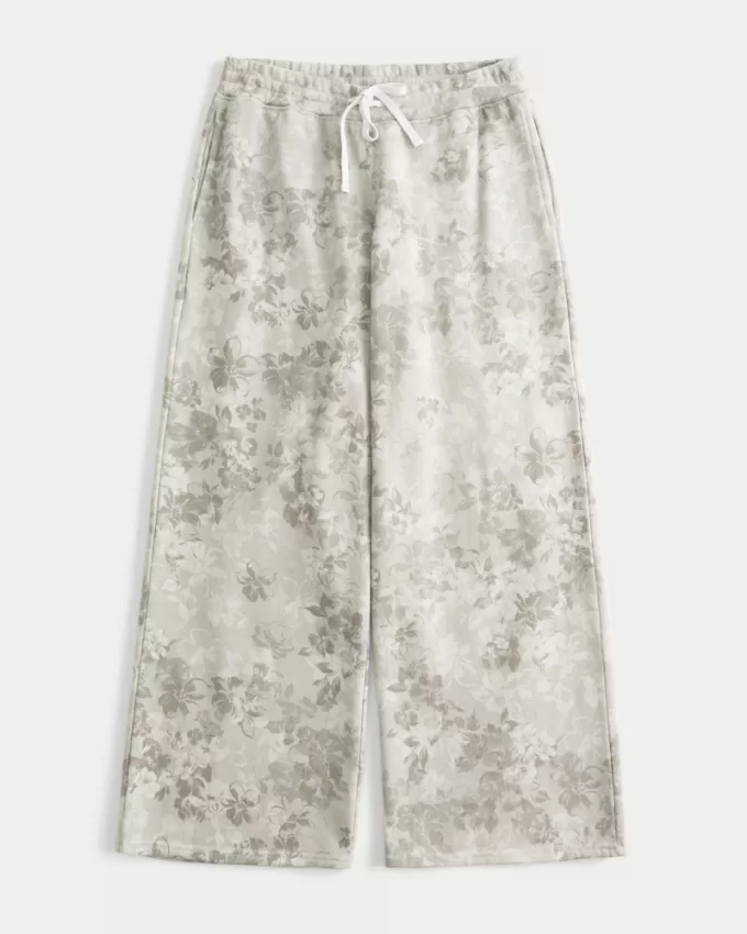 Floral Pattern Baggy Sweatpants,Floral Pattern Baggy Sweatpants