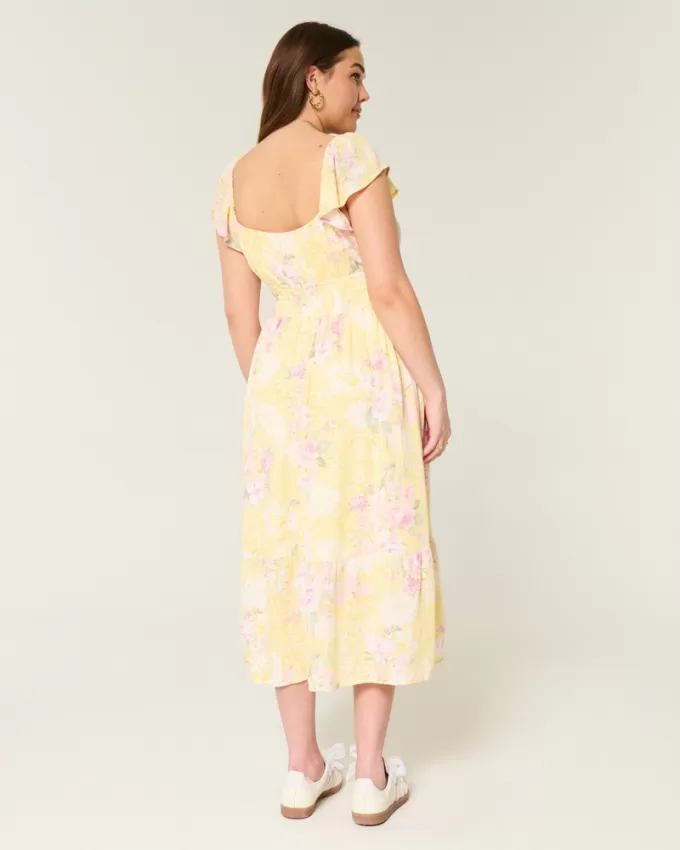 Flutter Sleeve Double-Tie Midi Dress,Flutter Sleeve Double-Tie Midi Dress Flutter Sleeve Double-Tie Midi Dress,Flutter Sleeve Double-Tie Midi Dress