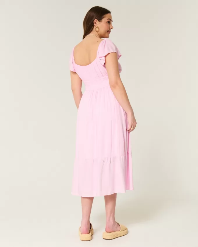Flutter Sleeve Double-Tie Midi Dress,Flutter Sleeve Double-Tie Midi Dress Flutter Sleeve Double-Tie Midi Dress,Flutter Sleeve Double-Tie Midi Dress