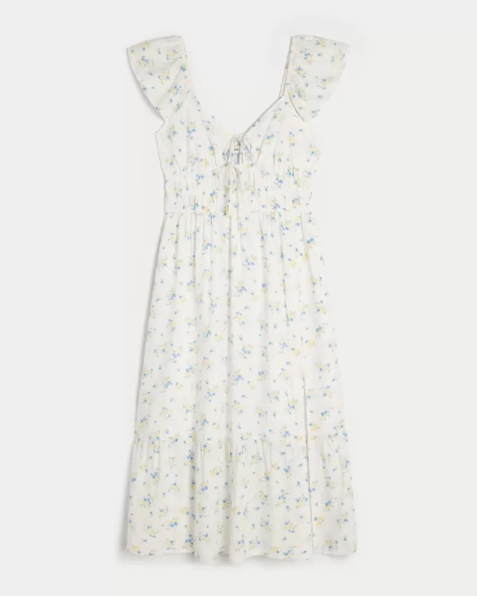 Flutter Sleeve Double-Tie Midi Dress,Flutter Sleeve Double-Tie Midi Dress Flutter Sleeve Double-Tie Midi Dress,Flutter Sleeve Double-Tie Midi Dress