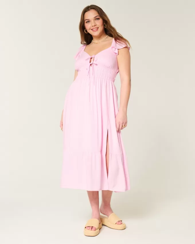 Flutter Sleeve Double-Tie Midi Dress,Flutter Sleeve Double-Tie Midi Dress Flutter Sleeve Double-Tie Midi Dress,Flutter Sleeve Double-Tie Midi Dress