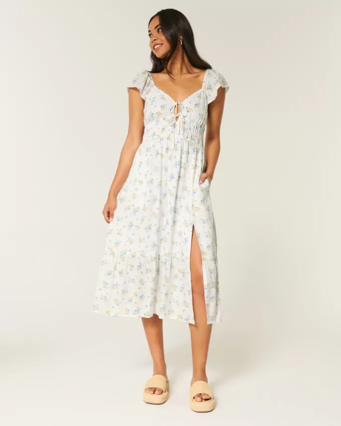 Flutter Sleeve Double-Tie Midi Dress,Flutter Sleeve Double-Tie Midi Dress Flutter Sleeve Double-Tie Midi Dress,Flutter Sleeve Double-Tie Midi Dress